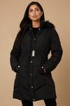 Wallis Tall Longline Belted Fitted Padded Coat thumbnail 1