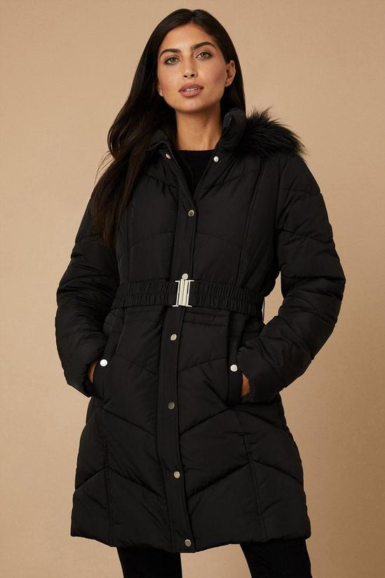 Wallis Tall Longline Belted Fitted Padded Coat 1