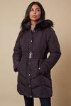 Wallis Longline Belted Fitted Padded Coat thumbnail 1