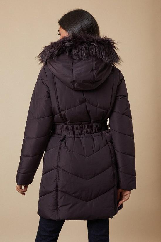 Wallis Longline Belted Fitted Padded Coat 3