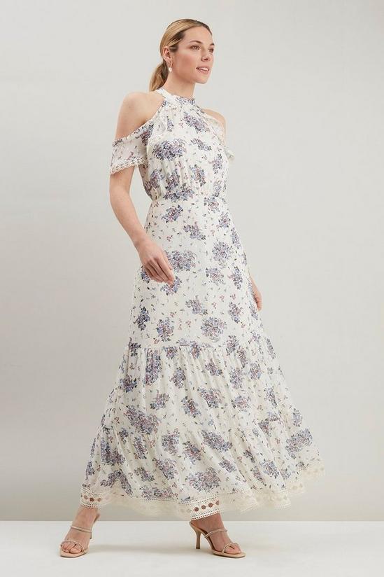 Wallis Ivory Floral Lace Trim Ruffle Dress 2
