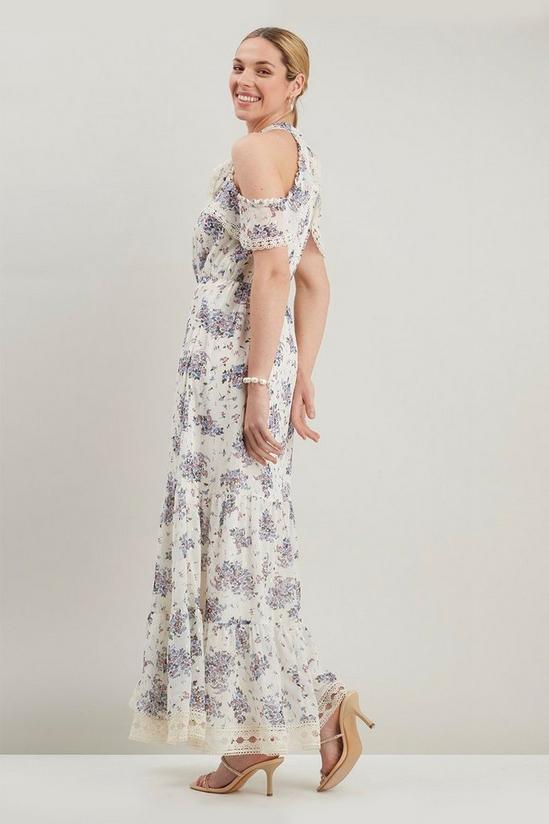 Wallis Ivory Floral Lace Trim Ruffle Dress 3