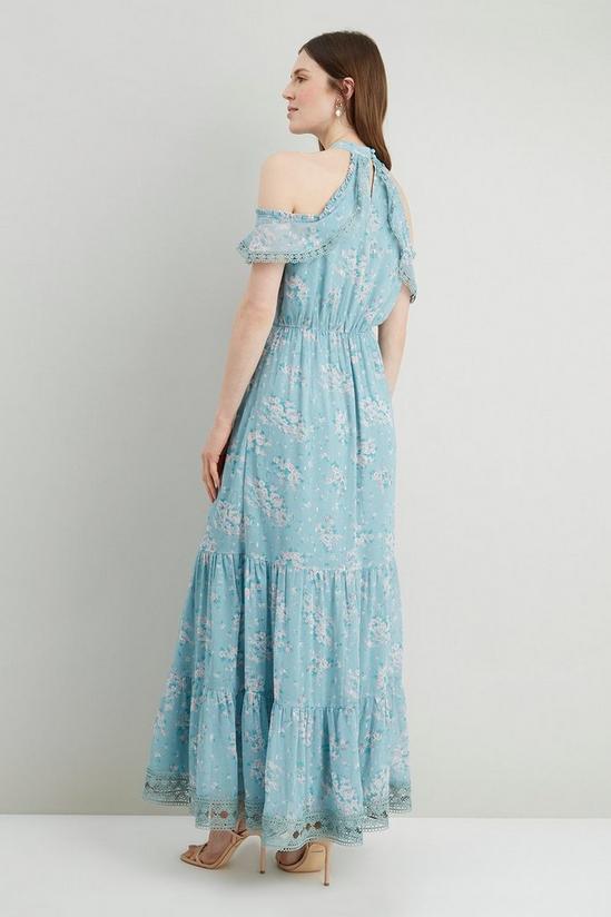 Wallis Mint Floral Lace Trim Ruffle Dress 3