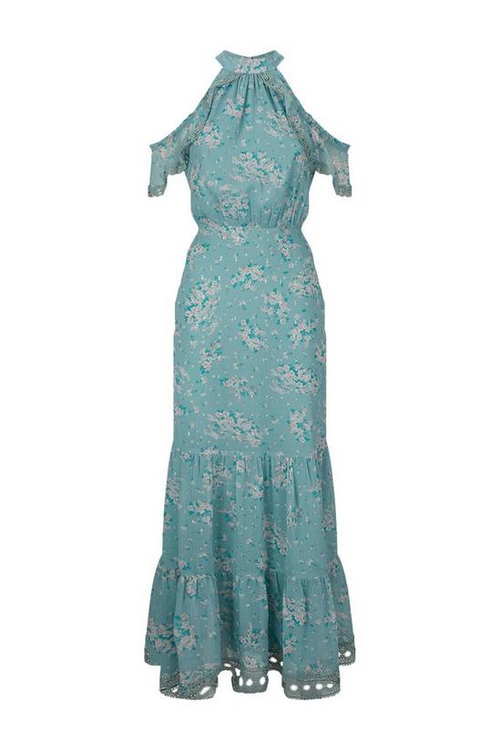 Wallis Mint Floral Lace Trim Ruffle Dress 5