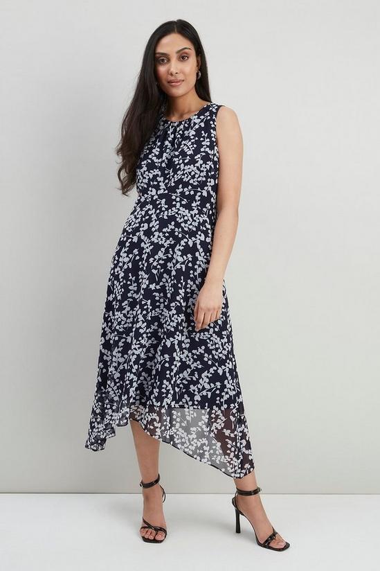 Wallis Petite Navy Printed Fit And Flare Dress 1