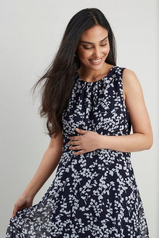 Wallis Petite Navy Printed Fit And Flare Dress 2