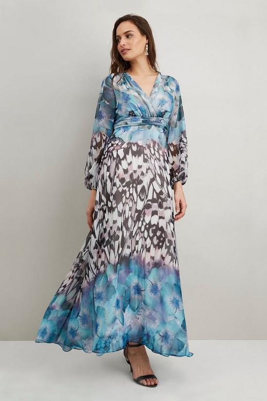 Wallis Blue Butterfly Border Print Dress 2