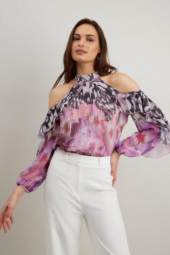 Wallis Pink Butterfly Cold Shoulder Top 2