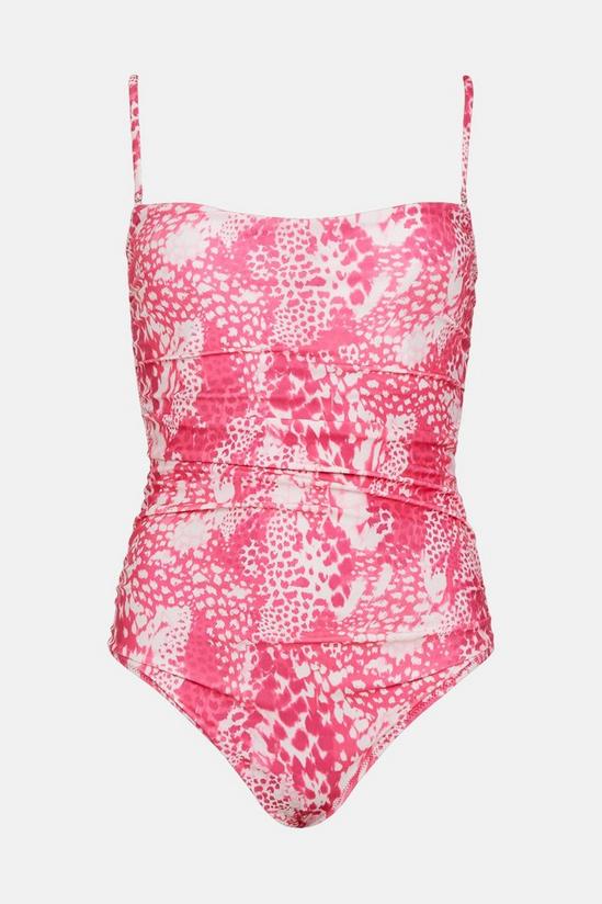 Wallis Tummy Control Pink Animal Bandeau Swimsuit 5