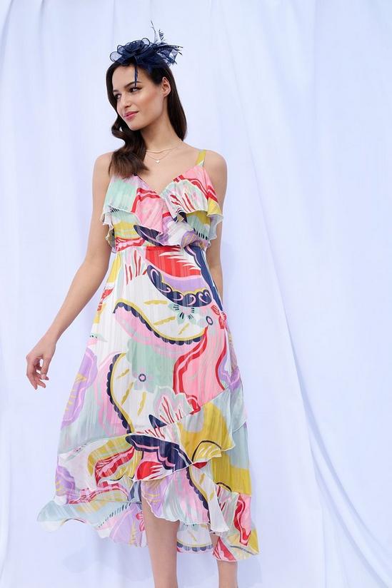 Wallis Colourful Abstract Frill Midi Dress 1
