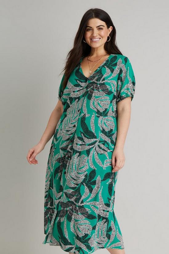 Wallis Curve Green Leaf Print Button Through Dress 2