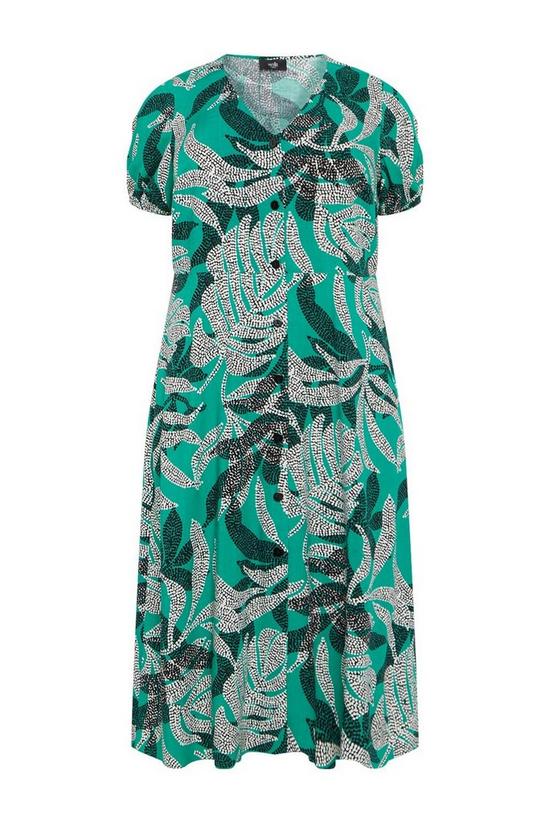 Wallis Curve Green Leaf Print Button Through Dress 5