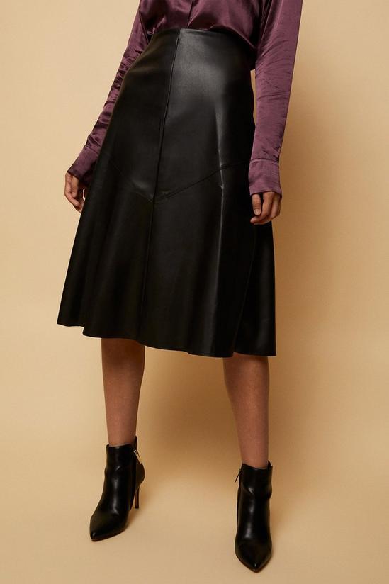 Wallis Black Faux Leather A Line Skirt 1