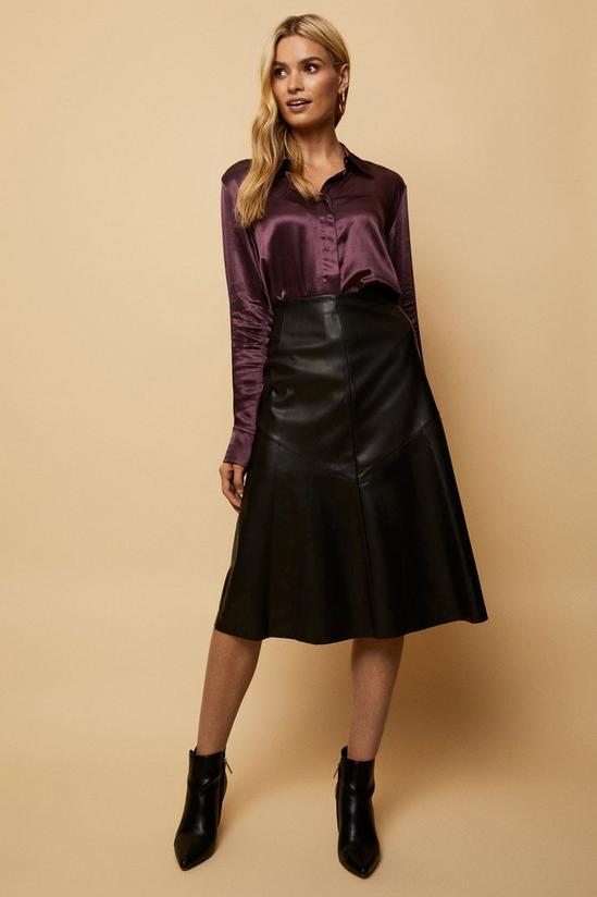 Wallis Black Faux Leather A Line Skirt 2