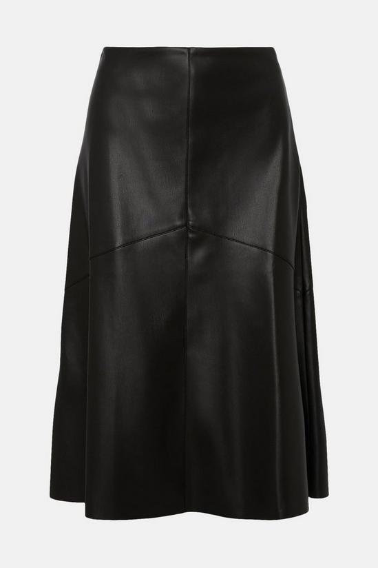 Wallis Black Faux Leather A Line Skirt 5