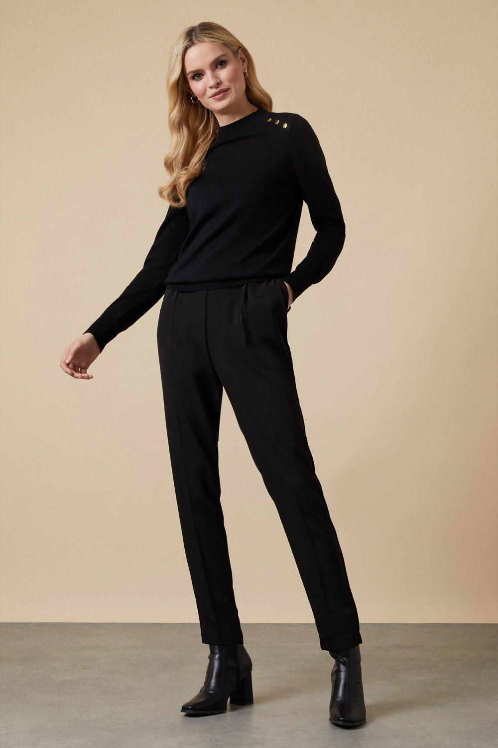 Womens Tall Black Pull On Trousers