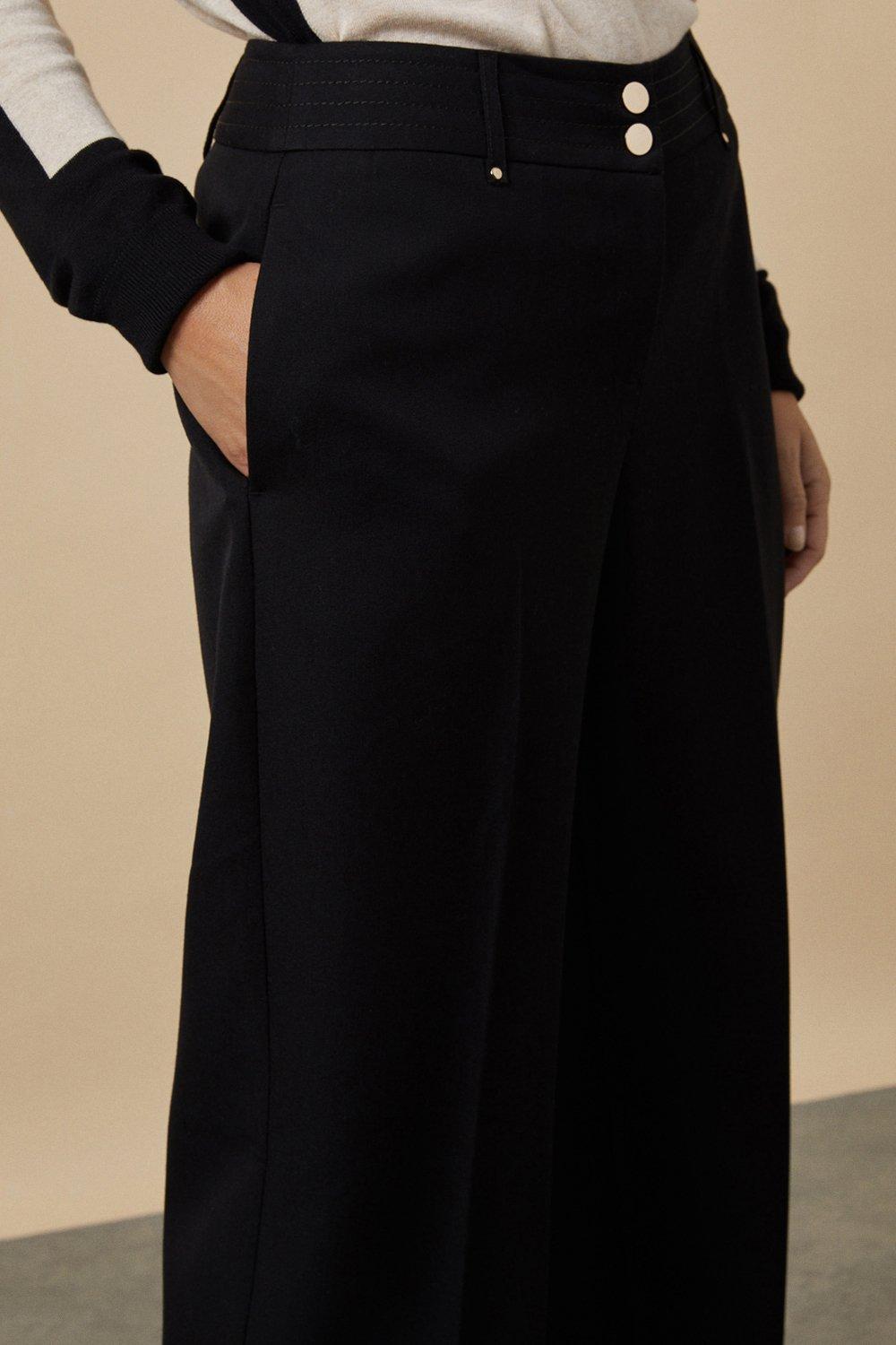 Buy Lipsy Black Petite Wide Leg Woven Smart Trousers from Next Luxembourg