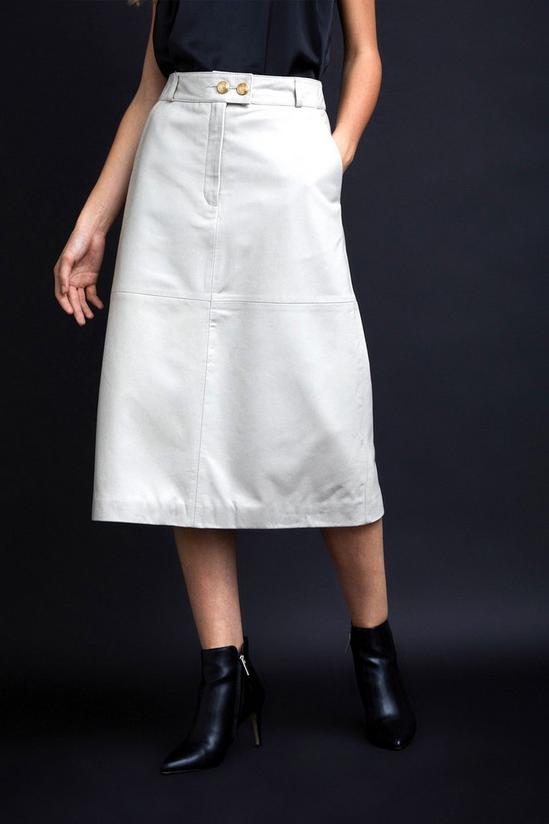 Wallis Cream Leather A Line Suit Skirt 1