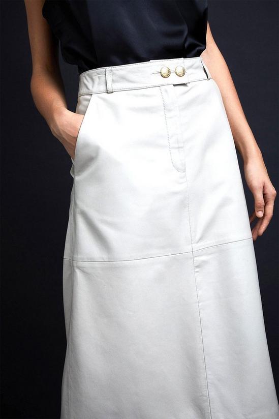 Wallis Cream Leather A Line Suit Skirt 3
