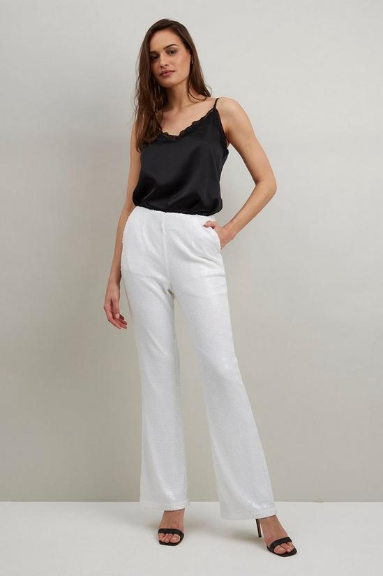 Wallis White Sequin Flare Suit Trousers 2