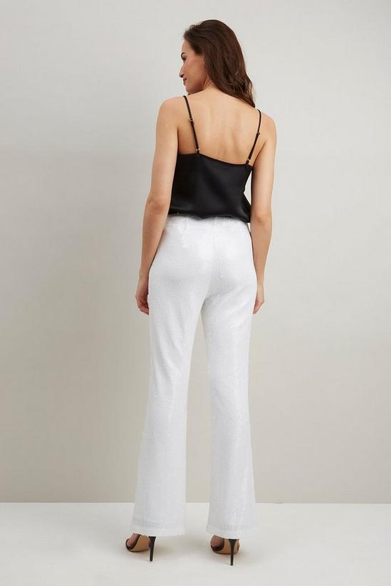 Wallis White Sequin Flare Suit Trousers 3