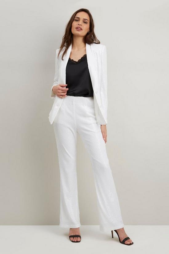 Wallis White Sequin Single Breasted Suit Blazer 2