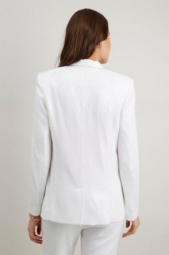 Wallis White Sequin Single Breasted Suit Blazer 3
