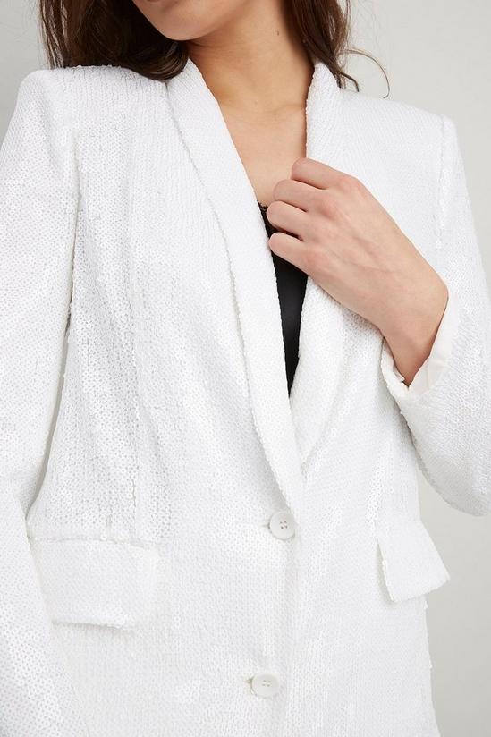 Wallis White Sequin Single Breasted Suit Blazer 4