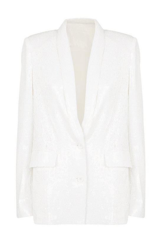 Wallis White Sequin Single Breasted Suit Blazer 5