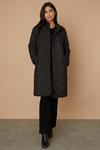Wallis Black Drawcord Waist Hooded Quilted Coat thumbnail 1