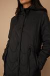 Wallis Black Drawcord Waist Hooded Quilted Coat thumbnail 4