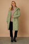 Wallis Petite Drawcord Waist Hooded Quilted Coat thumbnail 2