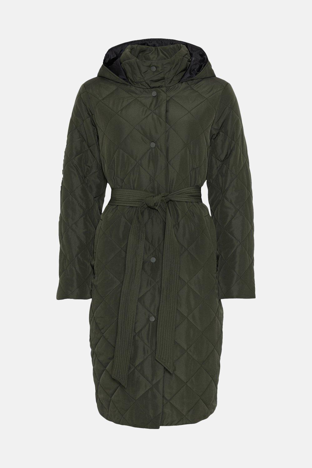 Missguided diamond quilted online hooded coat in khaki