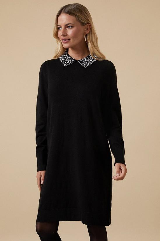 Wallis Pearl Embellished Collar Knitted Dress 1