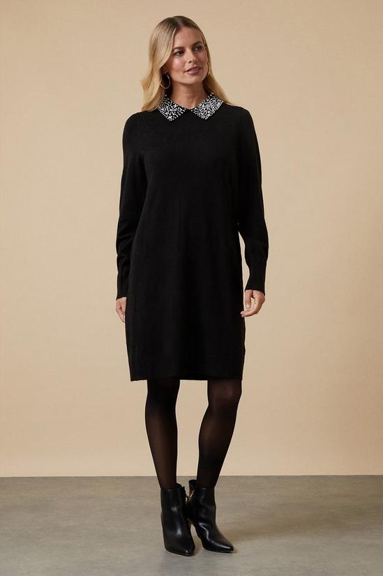 Wallis Pearl Embellished Collar Knitted Dress 2