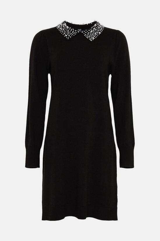 Wallis Tall black Pearl Embellished Collar Knitted Dress 5