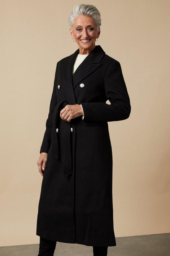 Wallis Petite Black Twill Belted Wrap Coat 2