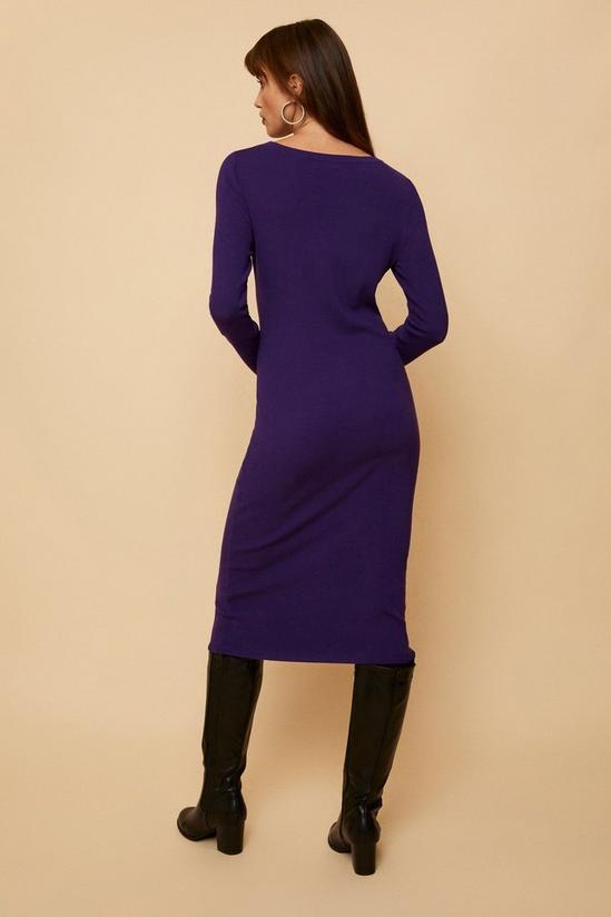 Wallis Tall Purple Button Detail Knitted Dress 3