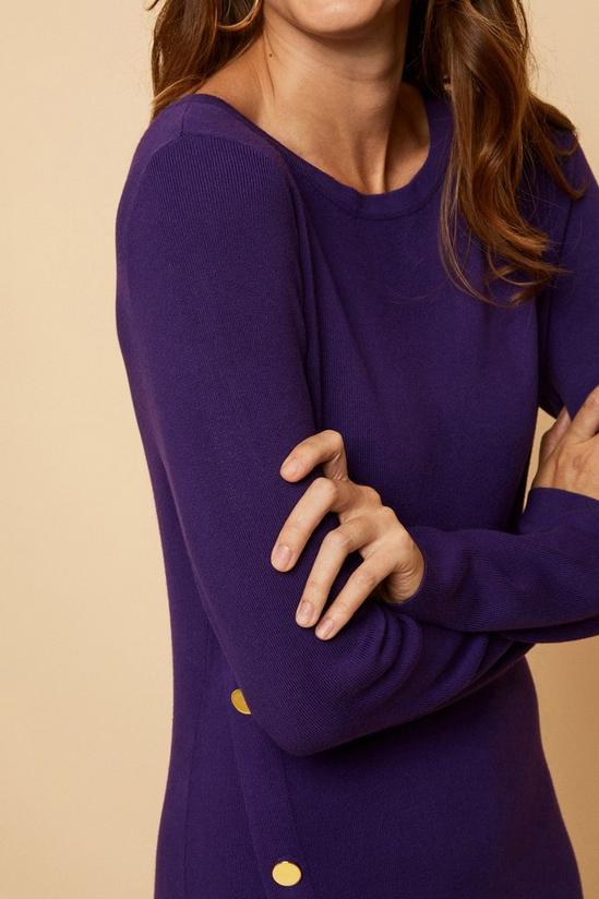 Wallis Tall Purple Button Detail Knitted Dress 4