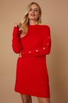 Wallis Petite red Button Detail Funnel Knitted Tunic thumbnail 2