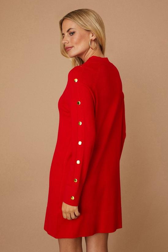 Wallis Petite red Button Detail Funnel Knitted Tunic 3
