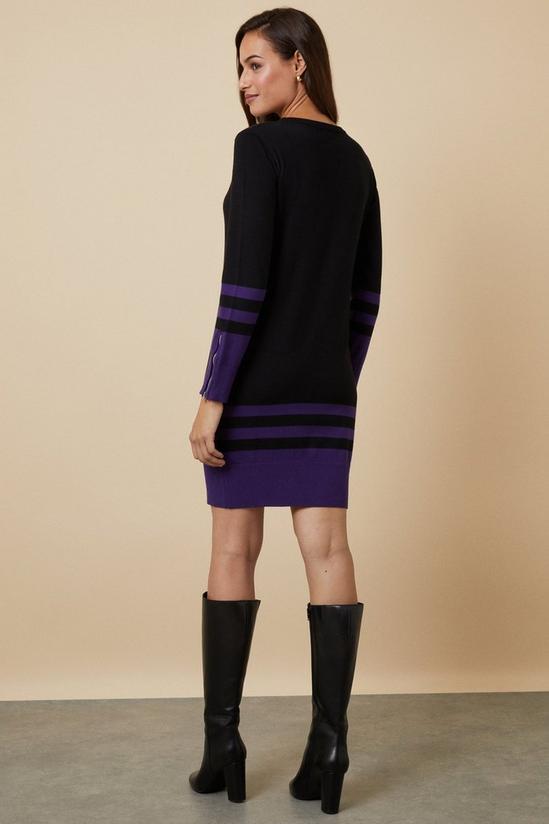 Wallis Purple Contrast Stripe Hem Zip Sleeve Dress 3