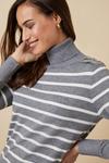Wallis Grey Striped Buttoned High Neck Knitted Dress thumbnail 4