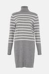 Wallis Grey Striped Buttoned High Neck Knitted Dress thumbnail 5