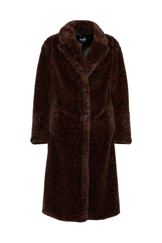 Wallis Chocolate Leopard Faux Fur Midi Coat 5