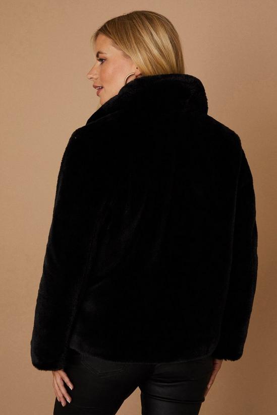 Wallis Petite Black Faux Fur Plush Short Coat 3