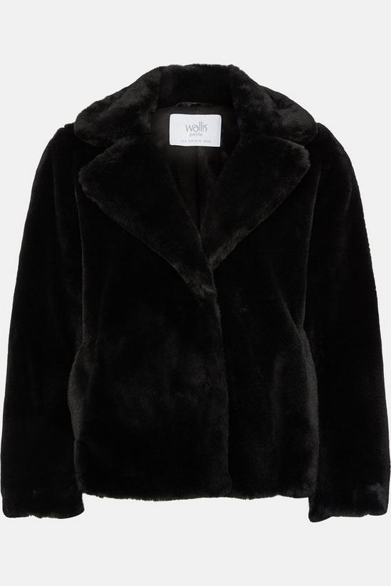 Wallis Petite Black Faux Fur Plush Short Coat 5