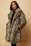Wallis Petite Longline Animal Faux Fur Coat thumbnail 1