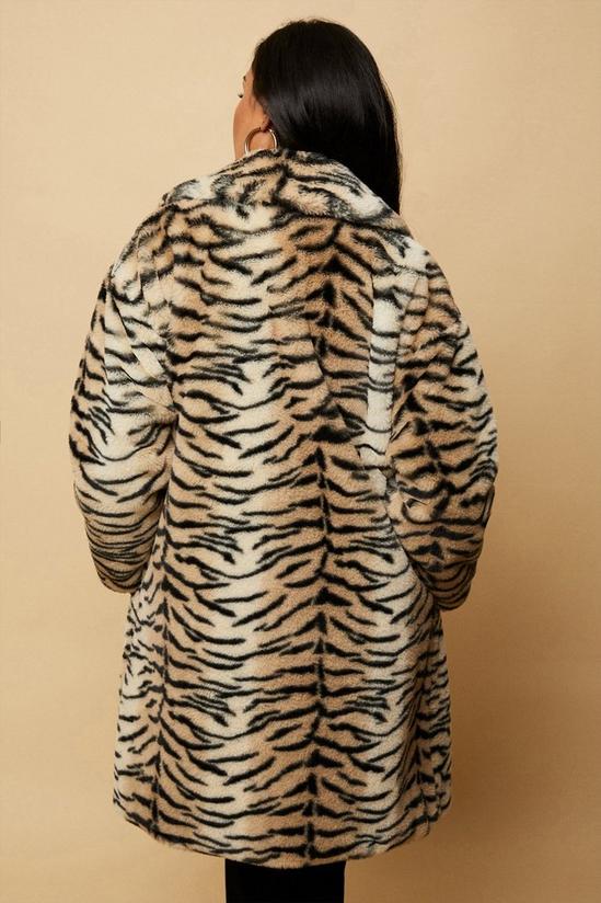 Wallis Petite Longline Animal Faux Fur Coat 3