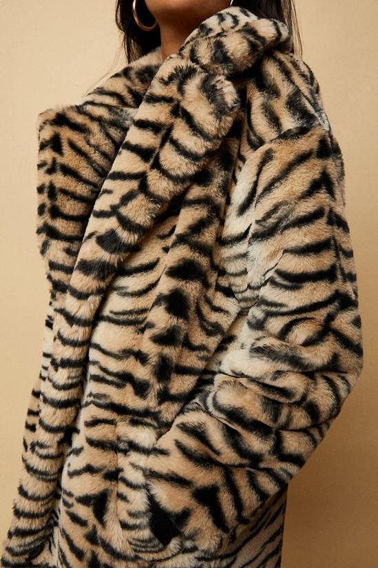 Wallis Petite Longline Animal Faux Fur Coat 4